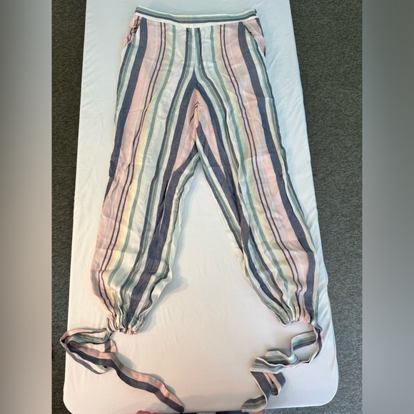 🎉Supply & Demand Striped Baggy Bottom Tie Trousers - Very Cute! Size Small - Picture 3 of 10